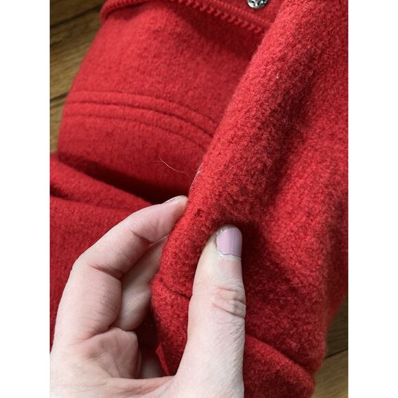 Geiger Tyrol Austria Boiled Wool Cardigan Knit Sweater Jacket Red Sz 42- Large - Picture 5 of 9